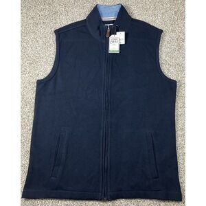 Jos A. Bank 100% Cotton Zip Up Navy Blue Vest Men's Size Medium Tailored Fit NWT